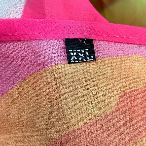 Womens Maxi Dress XXL‎ Bright Pink Floral Tropical Print Long-Sleeve Maxi - Picture 3 of 9